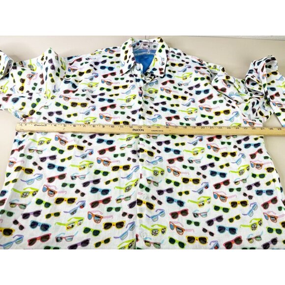 Michael's Men XXL 100% Linen Sunglasses Print Long Sleeve Shirt RV $165 EUC - Picture 7 of 13